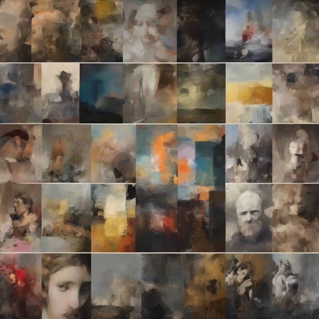 Έργα τέχνης με κοινωνικό διάλογο, γραφικά πορτρέτα και αφηρημένες συνθέσεις που αναδεικνύουν το ρόλο της τέχνης στην κοινωνική επικοινωνία και αλλαγή.